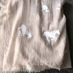 Large vintage cotton scarf shawl with horses